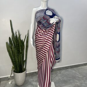 modal silk ajrakh saree