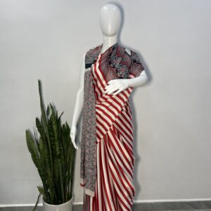 modal silk ajrakh saree