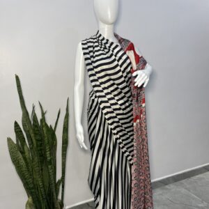 modal silk ajrakh saree