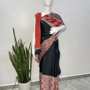 modal silk ajrakh saree