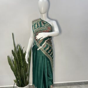 modal silk ajrakh saree