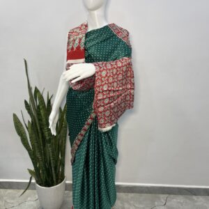 modal silk ajrakh saree