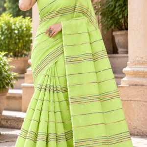 sunlit lime green saree portrait