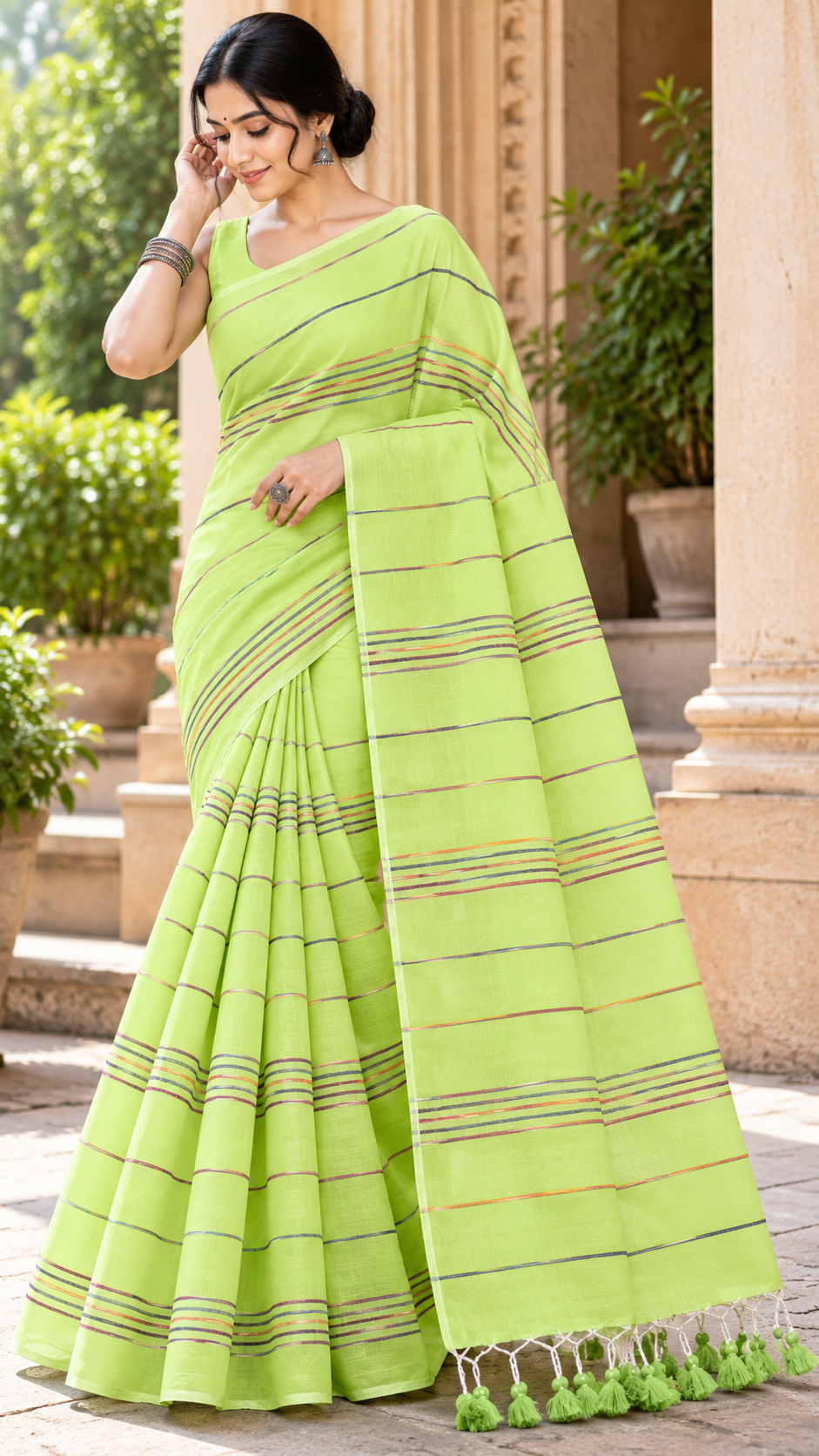 sunlit lime green saree portrait sunlit lime green saree portrait